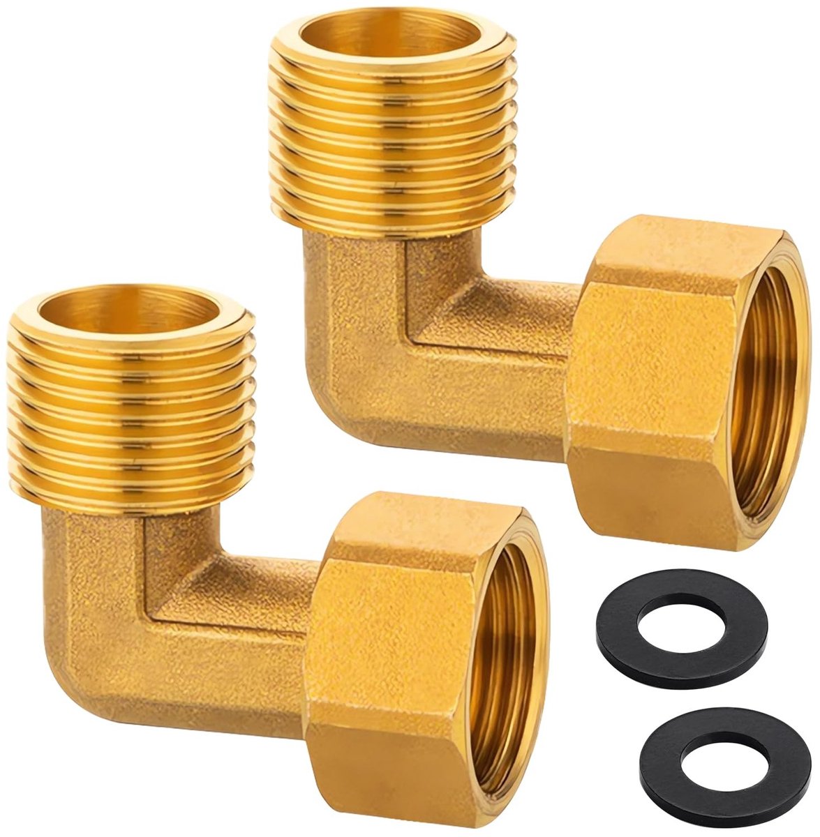 SMOAKEZ- Hoekschroefverbinding 90° - 1/2 inch Messing - Beweegbaar - Corrosiewerend - 2 Stuks - Lange levensduur - Pijpbocht