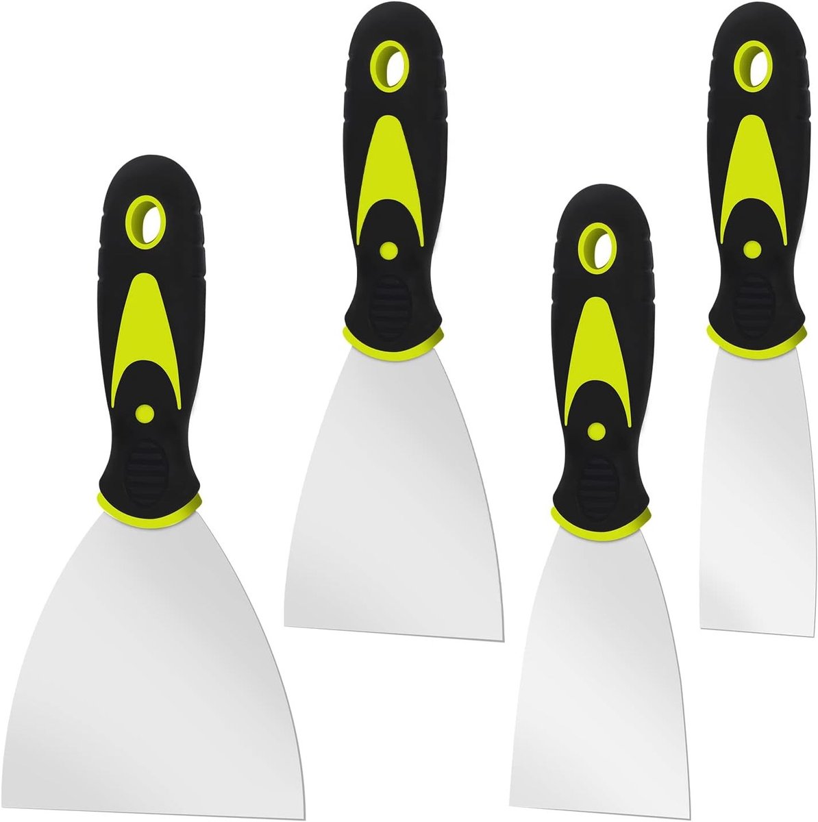 Set van 4 Putty Knives en Spatula's van RVS voor Schilderwerk, Wandafwerking en Plamuurwerk (3.8cm, 6.3cm, 10cm Breed)