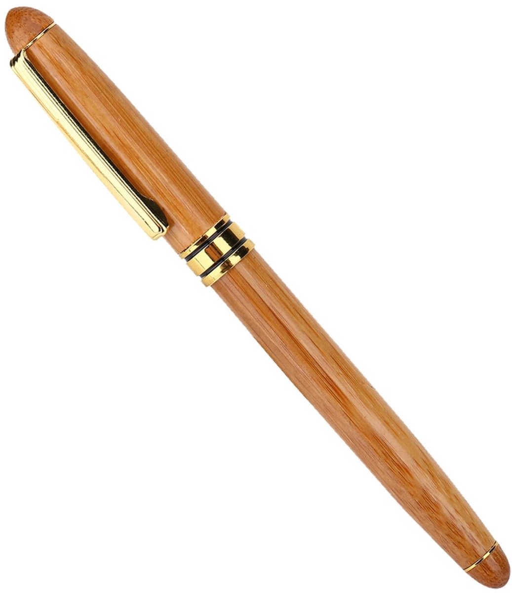 Dailygoods- Kalligrafie Vulpen 1.5mm Brede Stomp Penpunt - Bamboe Handvat - Zuigerstijl Inktreservoir - Schrijfpennen - Praktisch Gebruik - Effectief Schrijven - Schrijfpen