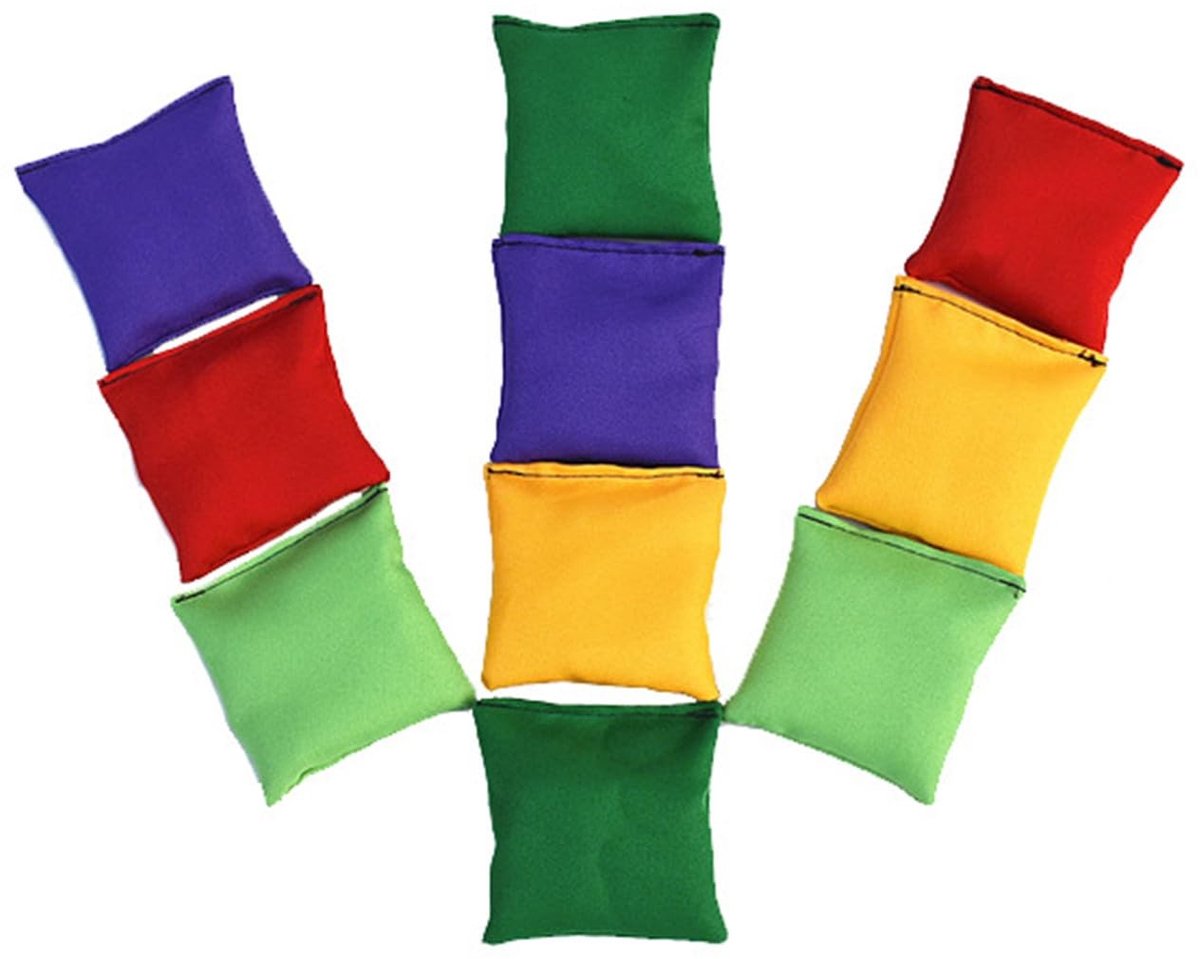 Dailygoods- Bean Bags Pack van 10 - Nylon Zitzakken - Fun Games - Indoor/Buitenspelletjes - Oefening Hand-Oogcoördinatie - 5 Kleuren - 5 x 5 cm - Gooi Zakken