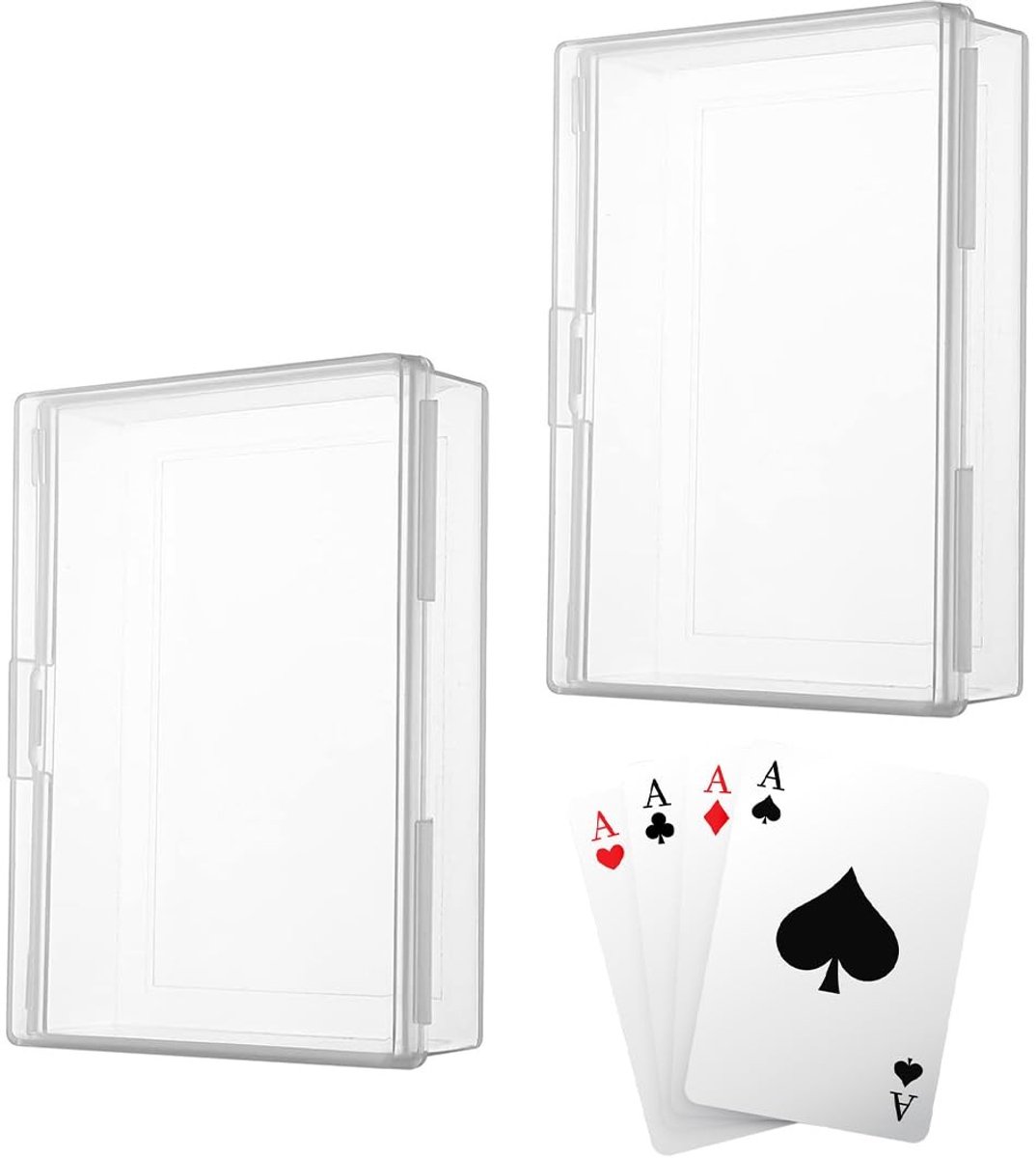 Dailygoods- Opbergdoos voor speelkaarten - Transparante kunststof - 2-delige PP-tas - Stapelbaar - Ideale vervanging - Afmetingen 9,5 x 7 x 2,4 cm - Kaartendoos