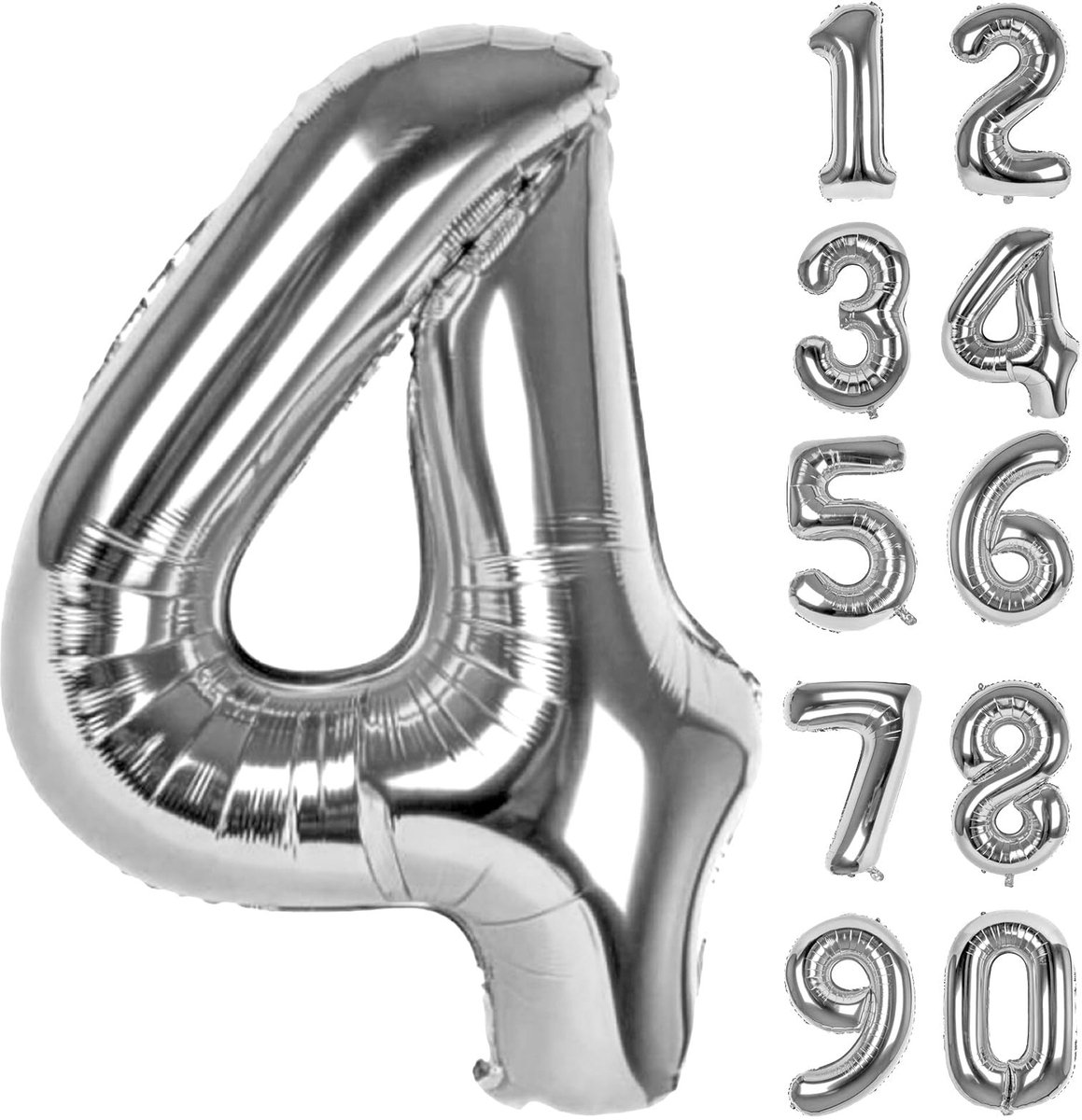 Dailygoods- Nummerballon XXL 83cm - Cijferballon 0-9 - Folieballon - Verjaardagsdecoratie - Aluminiumfolie - Metallic textuur