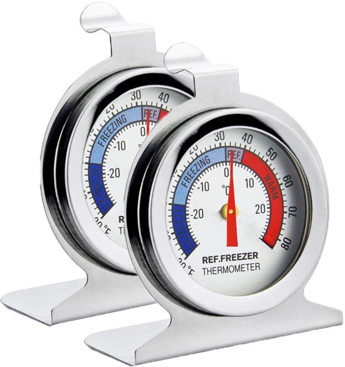 Dailygoods - Koelkastthermometer - Koelkast - Gebruiksvriendelijk - Roestvrij staal - Nauwkeurige temperatuur - Ideaal voor huisgebruik - 2 stuks