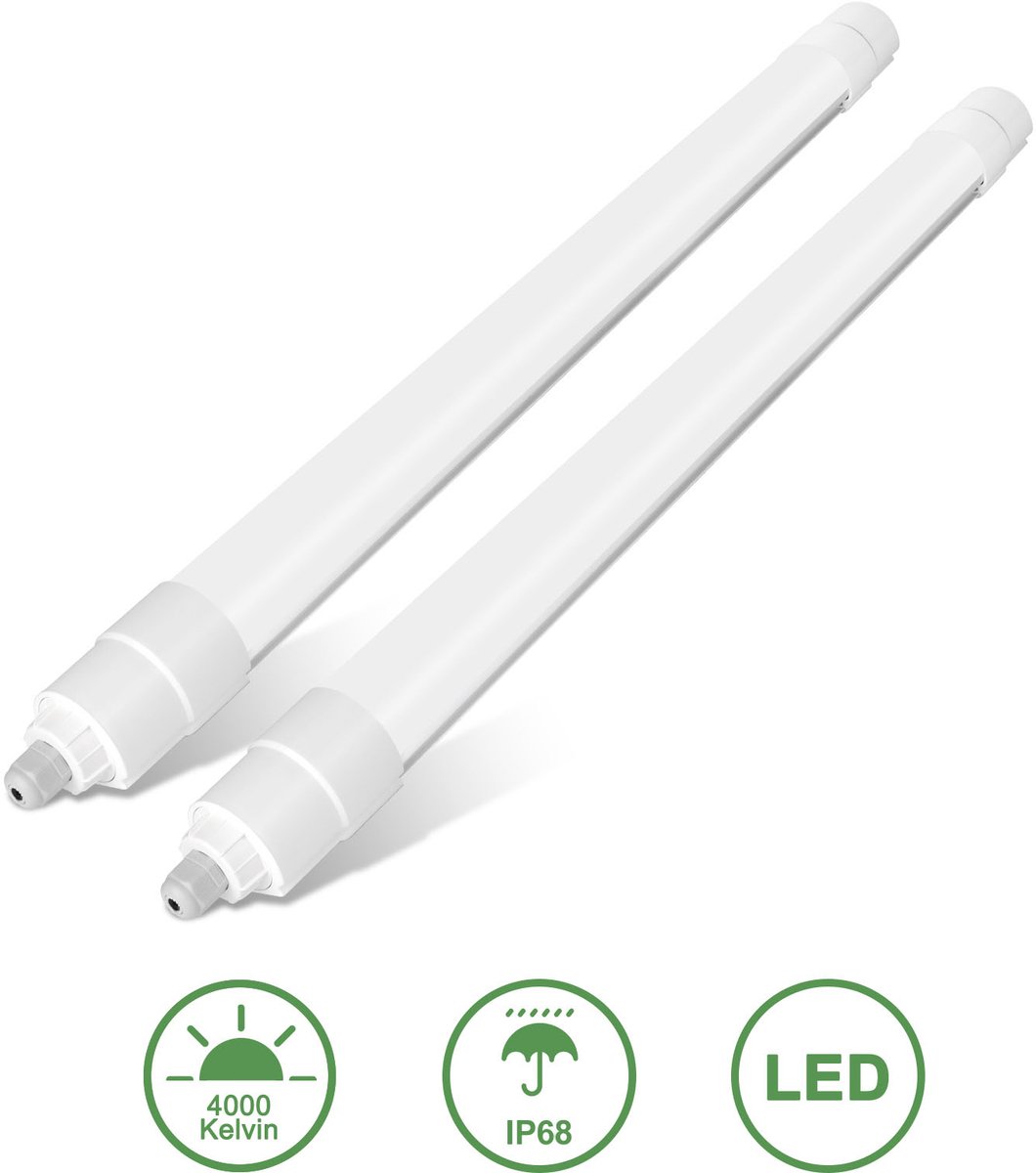 Oraymin Set van 2 IP68 LED TL Lampen 150cm 45W 4950LM 4000K - Koppelbare Werkplaats & Kelder Verlichting