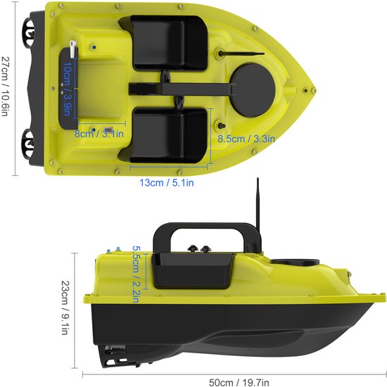 GPS Voerboot - 500 m Bereik - Automatische Terugkeer - 3 Voerbakken 2 kg - Voor Karpervissen — afbeelding 5