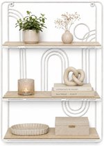 Home & Styling Wandplank / wandrekje Decohome - naturel/wit - 3 niveaus - 35 x 12 x 55 cm - Foto plank