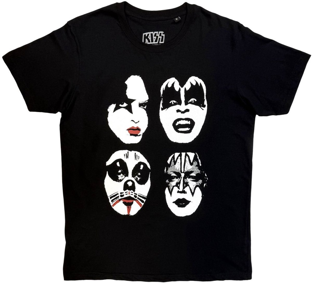 Kiss - Stacked Faces Heren Tshirt - M - Zwart/Wit