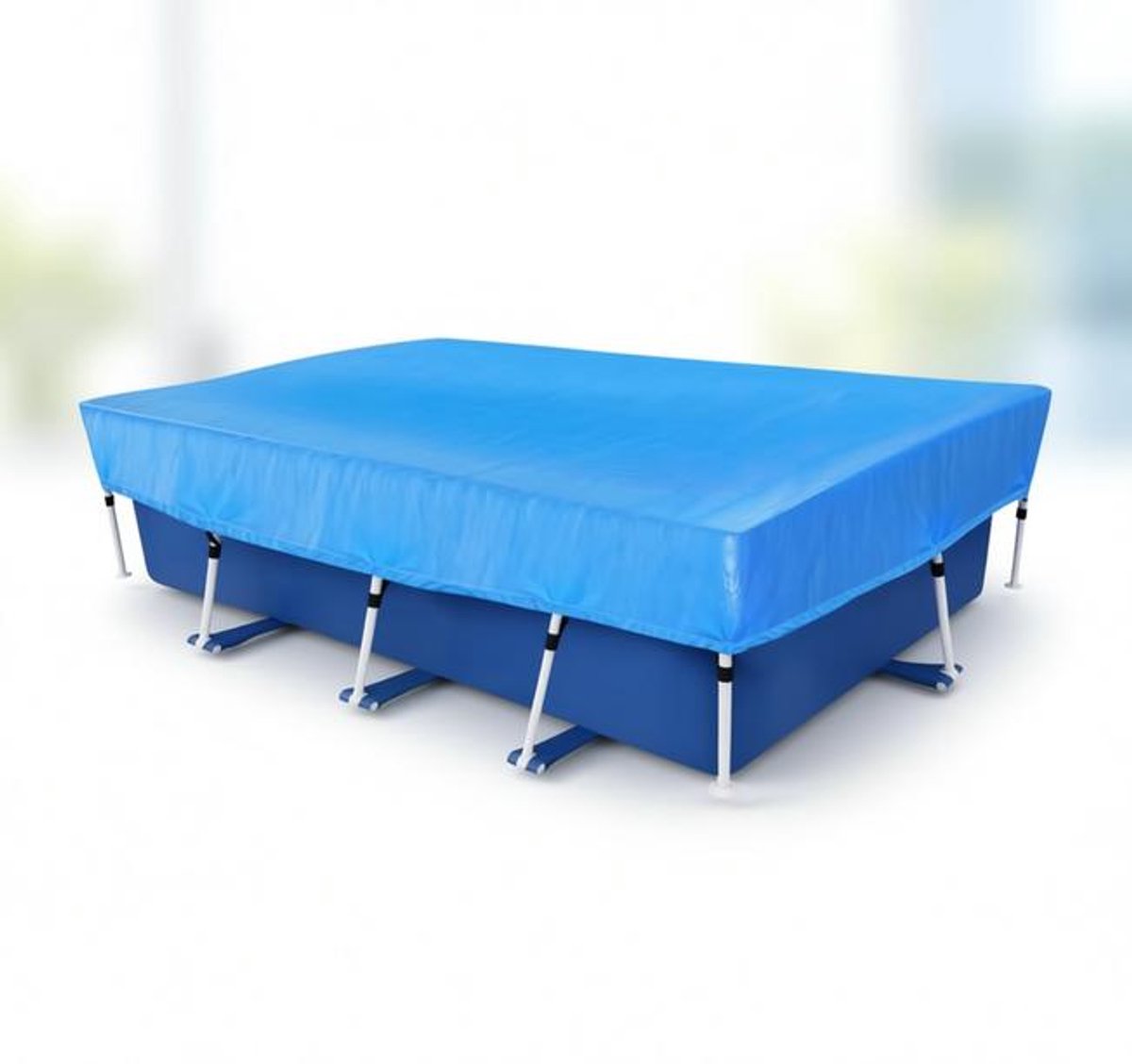 ElleMooi Rechthoekig afdekzeil 450x220 cm - Dik en duurzaam zwembadzeil met trekkoord en klittenband - UV-bestendig en winddicht