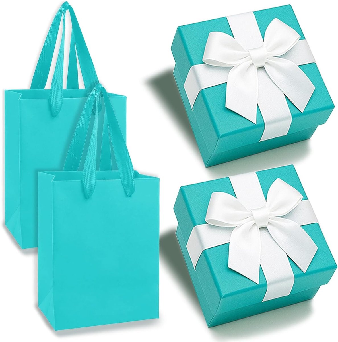 Sieraden Geschenkdoos met Deksel en Strik voor Kettingen, Ringen en Oorbellen - Blauw, Luxe Verpakking