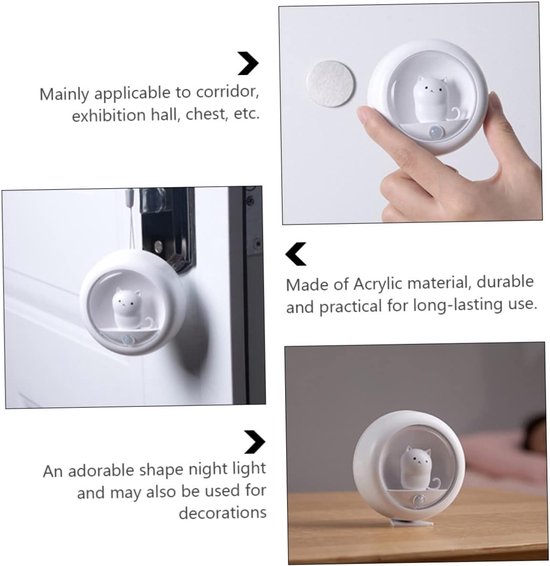 Nachtlampje - LED-nachtlampje - Magnetische bewegingssensorlamp voor katten - Lamp met aanraak- en bewegingssensor - Oplaadbare nachtlamp voor in de kast - Dimbaar - Warmwitte led - Slaapkamer, gang, trap, badkamer, keuken — afbeelding 5