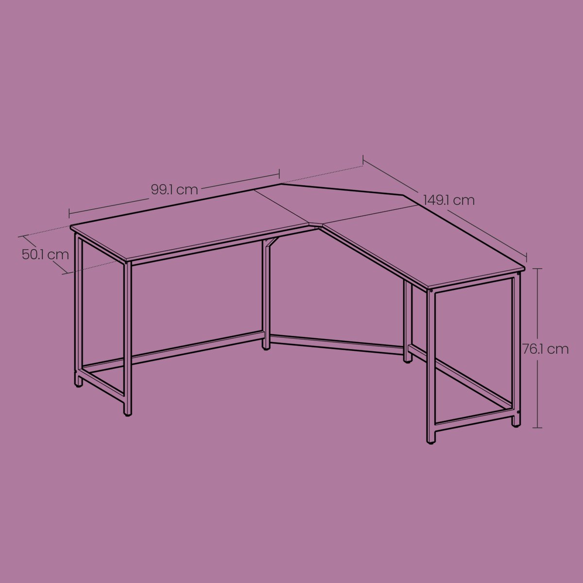 VASAGLE - Bureau - L-vormig Bureau thumbnail 2
