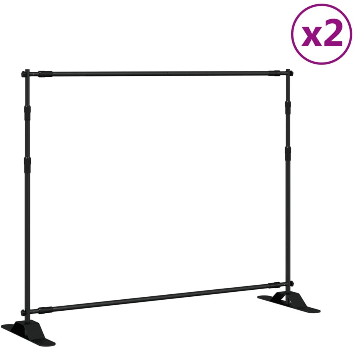 vidaXL Achtergrondstandaards 2 st 254x243 cm staal zwart