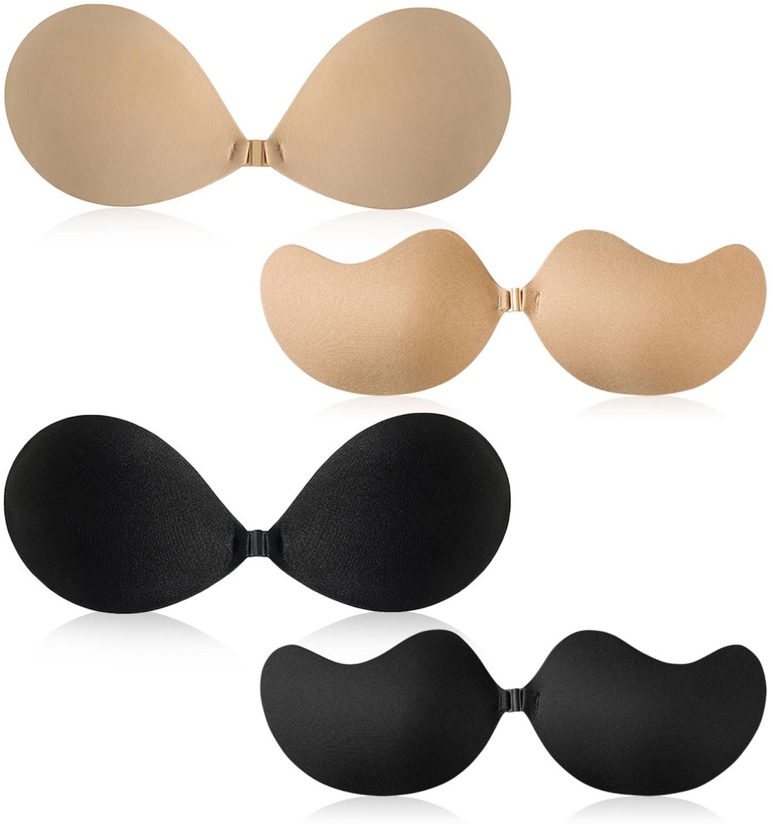 Dailygoods- Plakbeha 4 Paar - Zelfklevende Push-up - Onzichtbare Beha - Strapless Beha - Herbruikbare Beha - Bio-gellaag, Polyester, Spandex