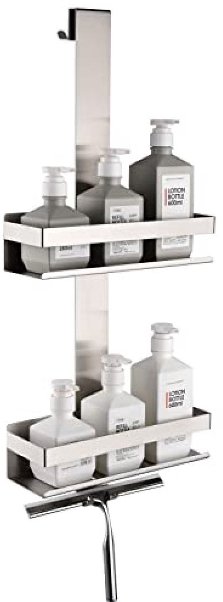 ElleMooi 2-laags Hangende Doucheplank, Geborsteld Nikkel, 70 cm - SUS304 RVS met Haken voor Glazen Wand