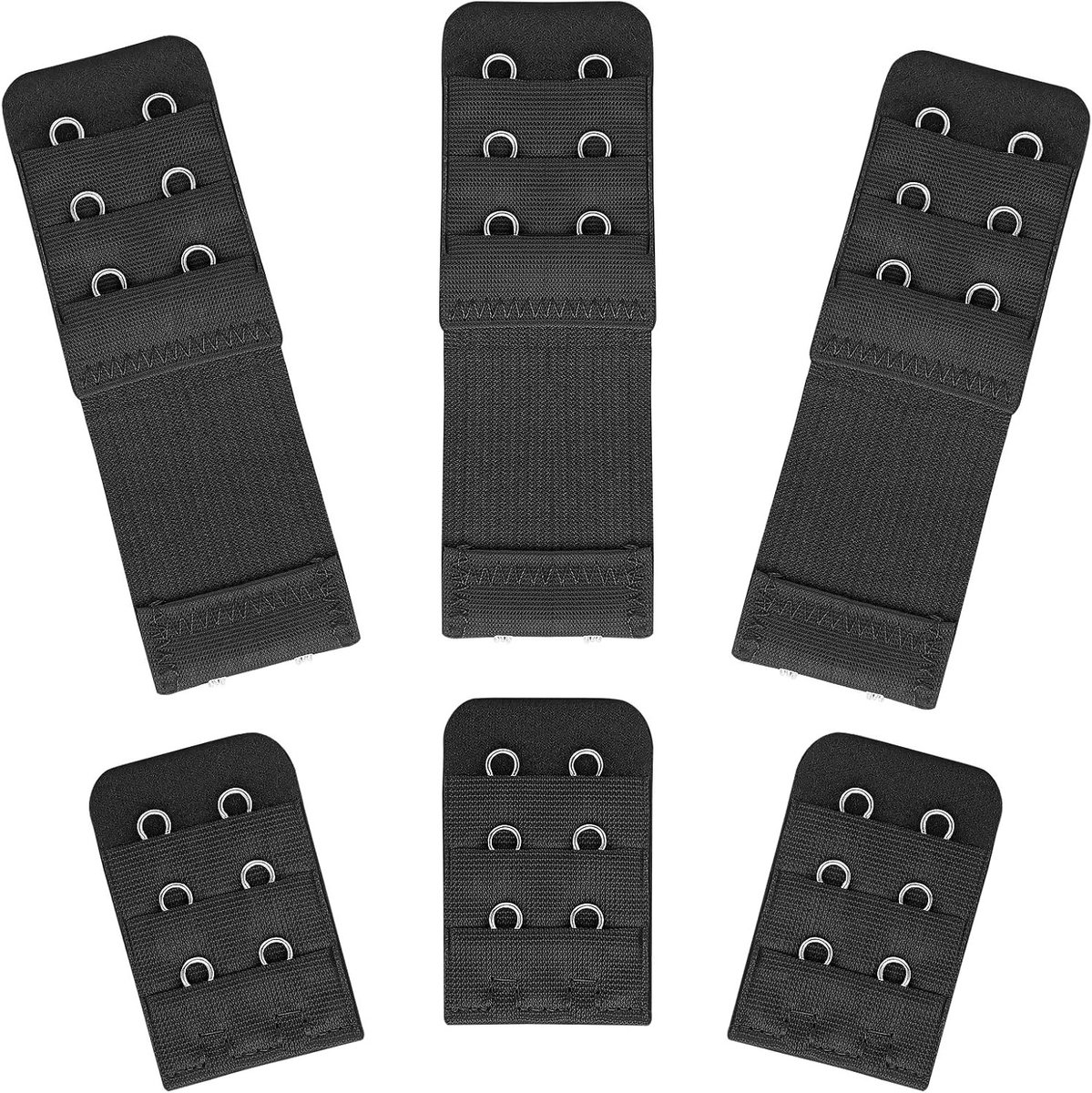6 Stuks Elastische Beha Extenders met 2/3/4 Haakjes - Comfortabele Beha Band Verlengers voor Dames (Zwart, Wit, Huidskleur)
