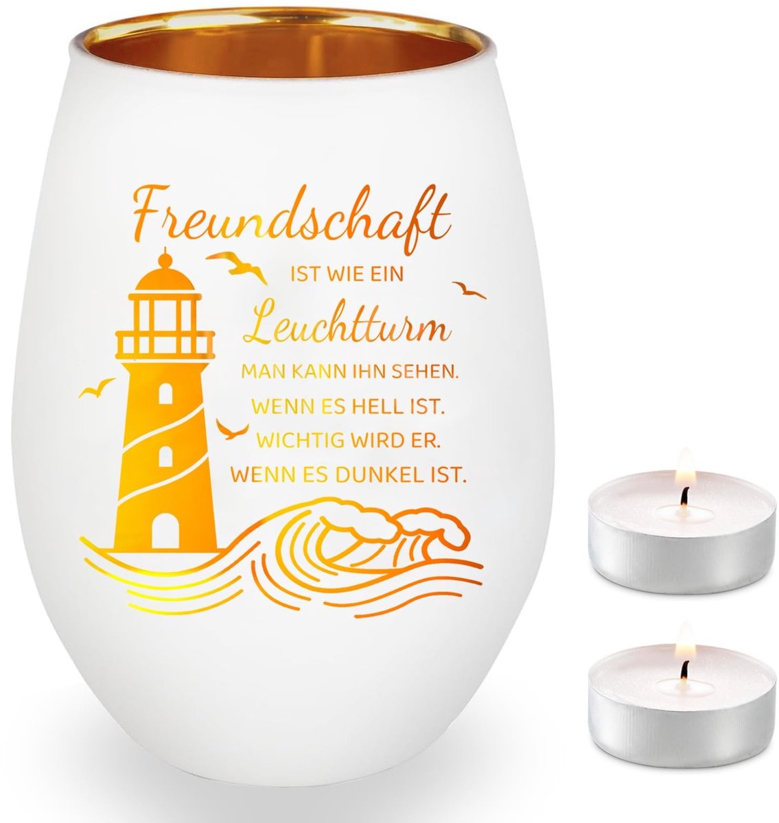 Dailygoods- Theelichthouder met gravure - Windlicht van glas - Cadeau voor vrouwen - Pensioencadeau - Inclusief 2 kaarsen - Elegant design