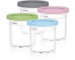 Verpakking van 4 ijsbekers (pint) met deksels, geschikt voor Ninja Creami ijsmachines (pint), compatibel met de NC301, NC300 en NC299AMZ series ijsmachines.