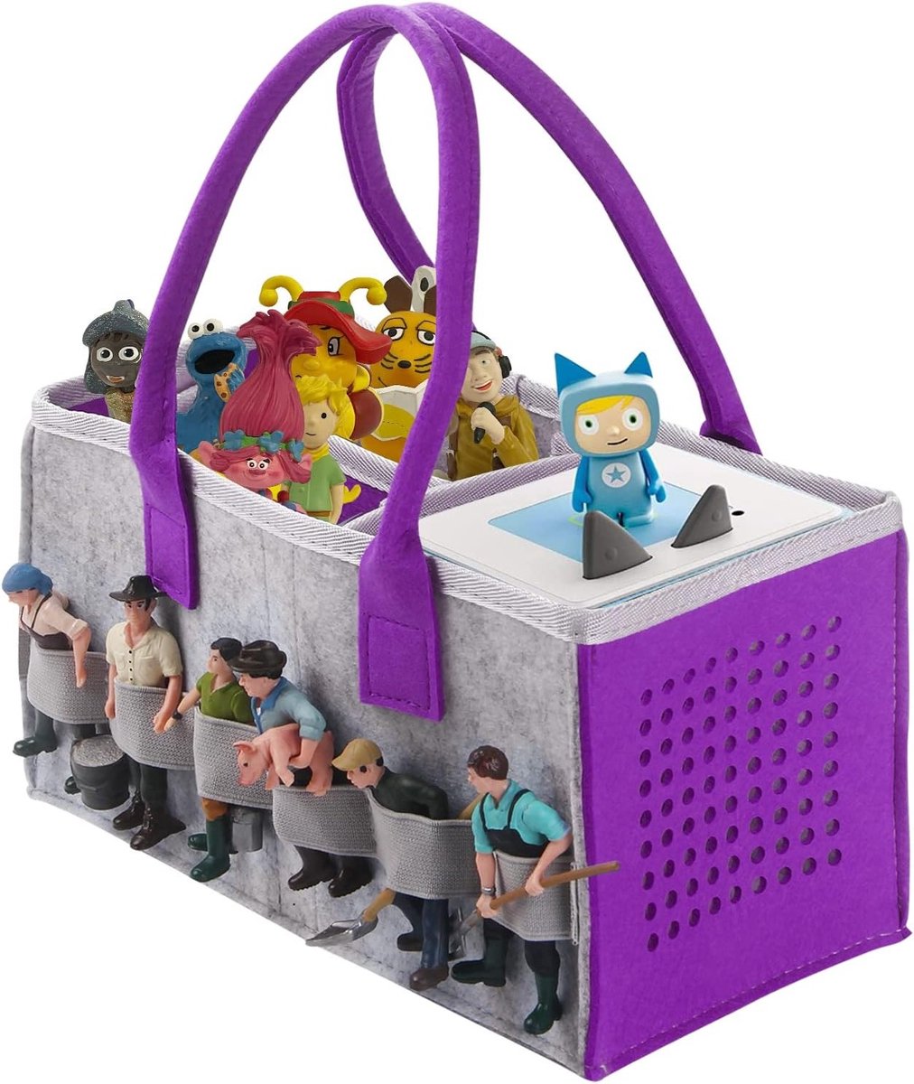 Opbergdoos voor Toniebox met Handvat - Beschermende Organizer voor Meer dan 30 Figuren en Accessoires, Ideaal voor Tonies Starterset en Speelgoed (Grijs)