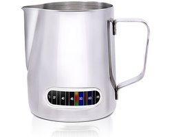 Dailygoods- Melkopschuimkan Roestvrij Staal - Temperatuurdisplay - Opschuim Kannetje - Koffiepatroon - 350ML - 128x93x111mm - Opschuimkan
