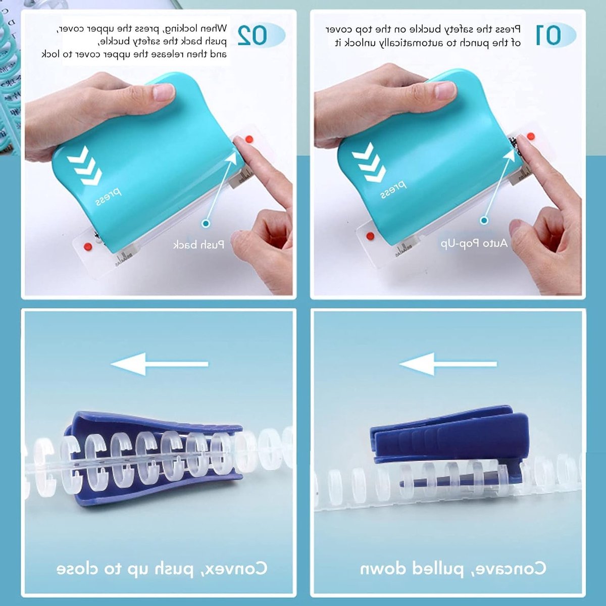 Draagbare spiraalbindmachine voor A4 A5 A6 A7 papierbinding met ronde gaatjes, ideaal voor school en thuisgebruik thumbnail 6