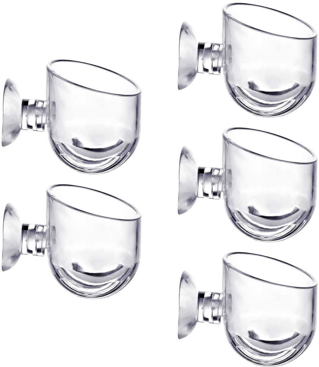 Dailygoods- Aquariumplantenhouder Set van 5 - Transparante Acryl - Voederbak voor Garnalen/Vissen - Kweekpotten - Waterplant Bekerpot - Duurzaam en Robuust - Aquariumcontainer