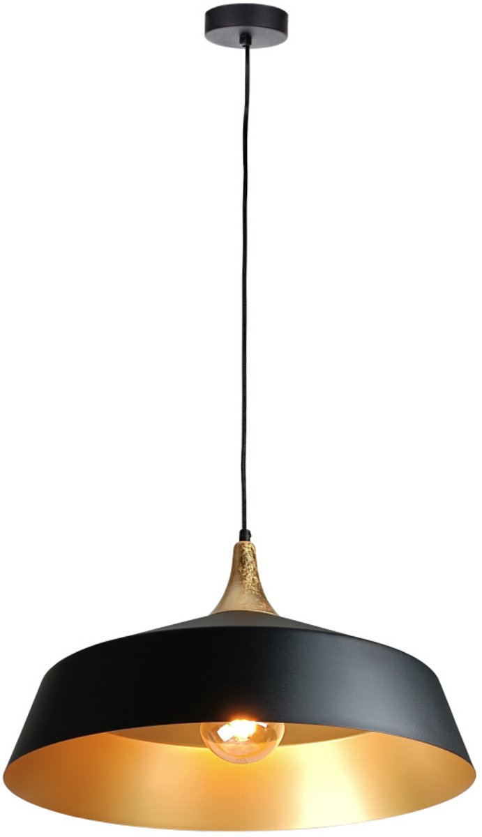 KETER LIGHTING Layla Hanglamp 1xE27 – Zwart & Goud Metaal – Industriële Designlamp