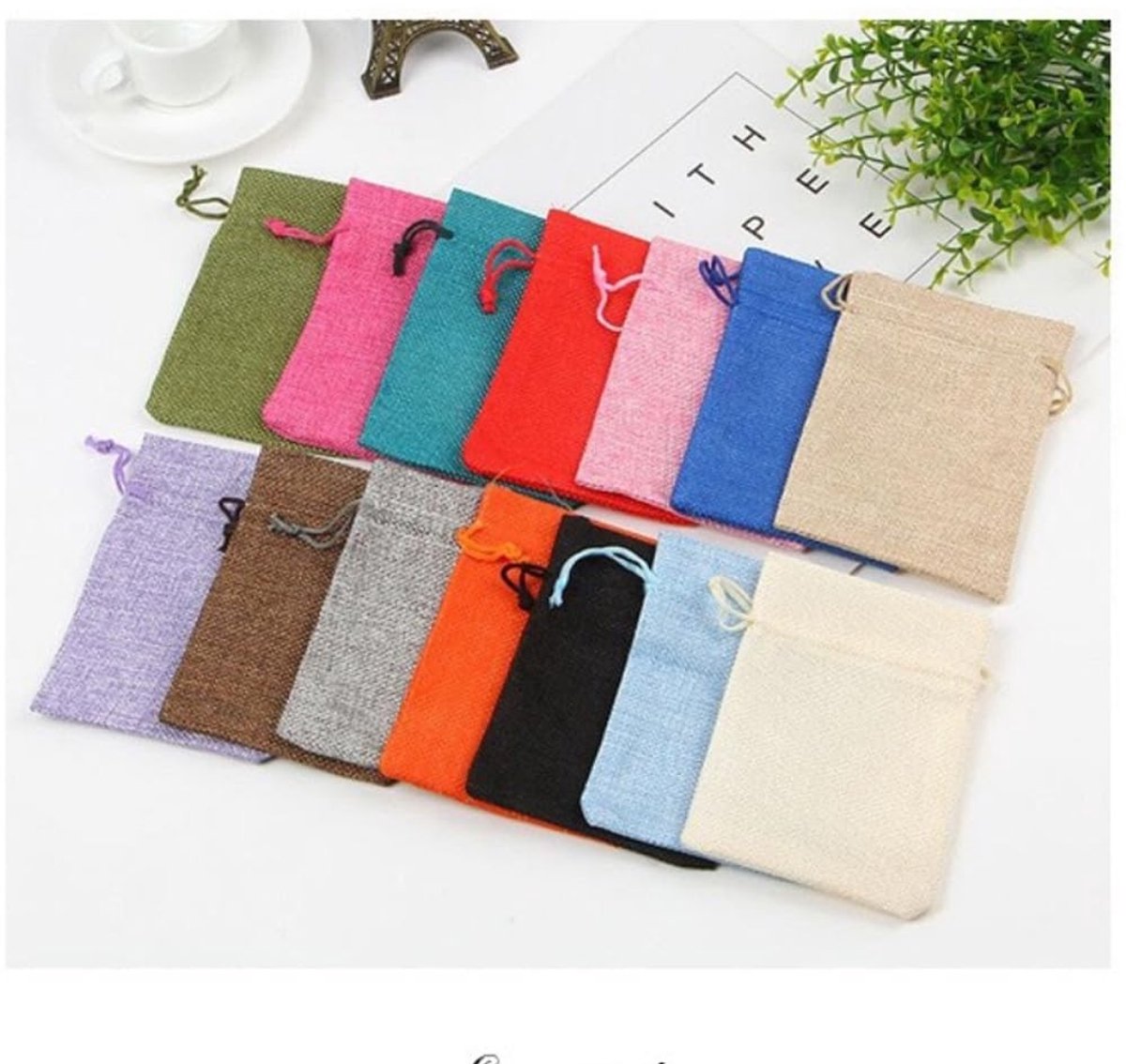 Dailygoods- Katoenen Zakjes 10 Stuks - Katoenen Zakjes met Koord - Cadeauzakjes - Sieradenzakjes - Handwerk - 13 x 18 cm - Trekkoordtas