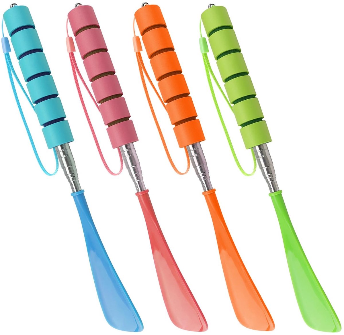 Dailygoods- Schoenlepels 4 stuks - Instelbare/schoenlepels - Antislip/roestvrij staal - Lichtgewicht - 29-70 cm - Geschikt voor beperkte mobiliteit - Schoenhulp