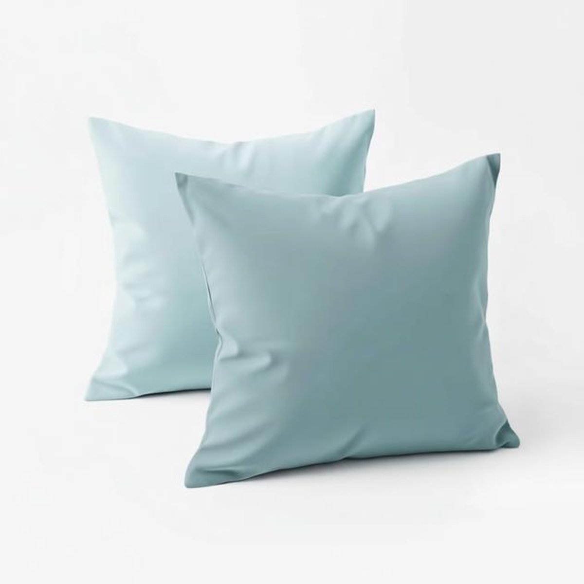 ElleMooi Set van 2 kussenslopen 40x40 cm versterkt katoen - Lichtblauw - 57 draden/cm² - Oeko-Tex gecertificeerd