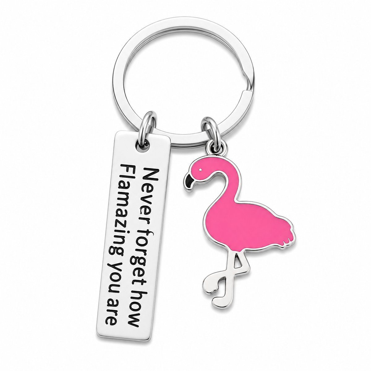 Okado Sleutelhanger Flamingo Roze – Never Forget How Flamazing You Are – Cadeau voor Vriendschap, Partner en Trots