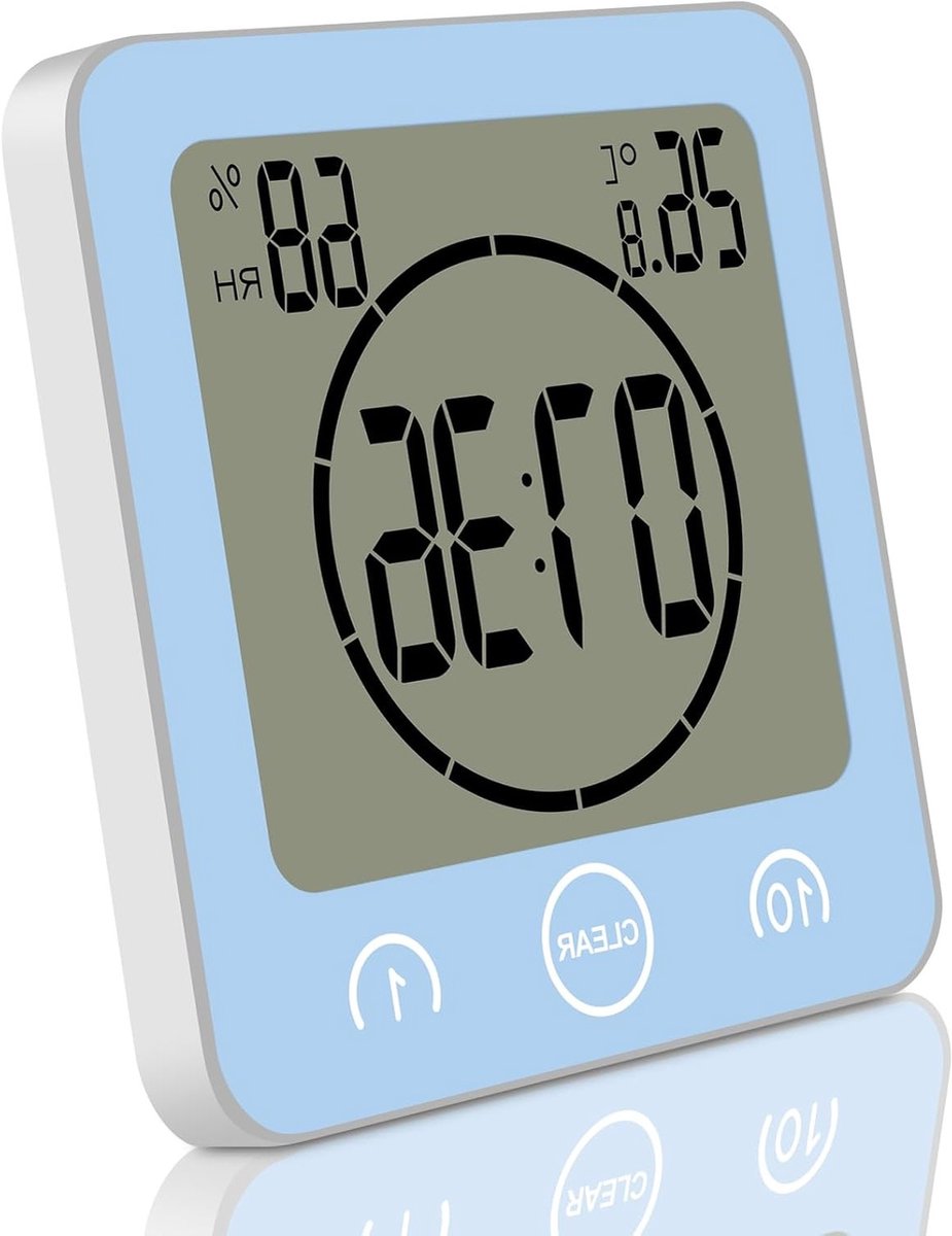 Digitale Badkamer Klok met Suction Cup en Thermometer - Waterdichte Wandklok, Countdown Timer en Alarmfunctie voor Douche en Badkamergebruik