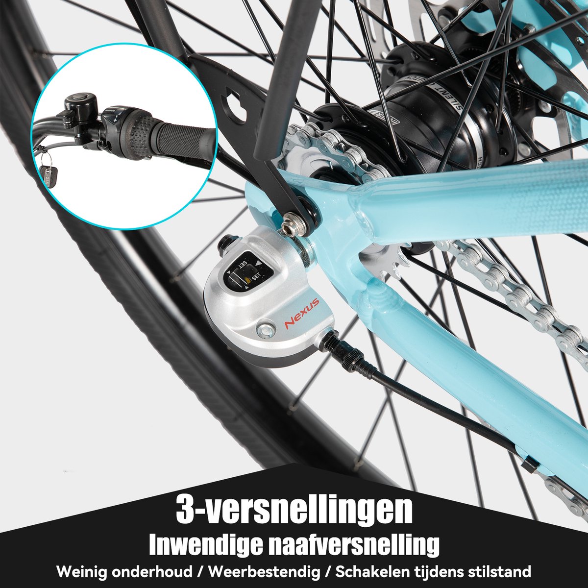 HILAND Overstreet E-Bike Dames - 28 inch - Hydraulische Schijfremmen - 3 Speed Naafversnelling - 250W - 10.4Ah Accu - Lage Instap thumbnail 5
