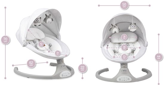 Momi Kenani Light Grey Elektrische Babyschommel BULE00023 van Merkloos — afbeelding 2