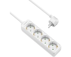 Stekkerdoos - 4-voudig - Wit - 10 meter - Allteq