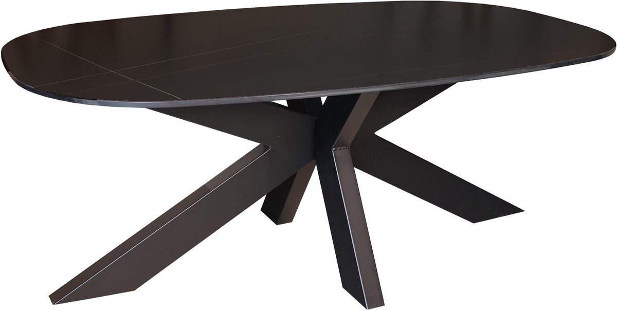 Lizzely Garden & Living Salontafel deens ovaal marmerlook zwart steen 120cm Elif ovale bijzettafel salon