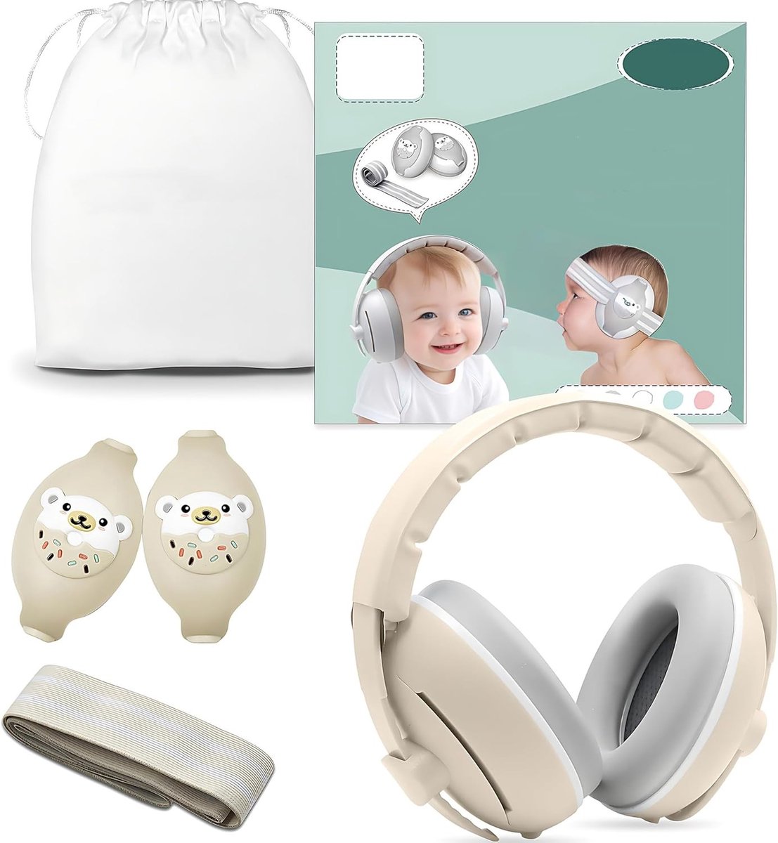 Oorkappen voor baby's, 2-in-1 gehoorbescherming, geluiddempende koptelefoon voor kinderen, ideaal voor geluidsisolatie en gehoorbescherming