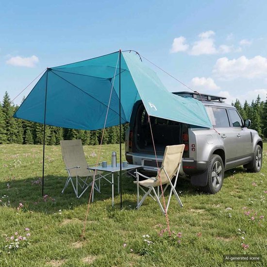 vidaXL - Auto - Tent - 350 - x - 250 - cm - Blauw - Polyester - en - Staal van Vidaxl — afbeelding 3