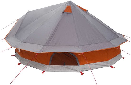 vidaXL - Tipi - Tent - Grijs - en - Oranje - 700 - x - 700 - x - 395 - cm - Polyester - en - Staal van Vidaxl — afbeelding 4