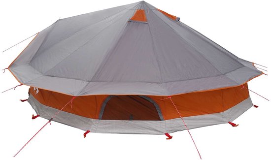 vidaXL - Tipi - Tent - Grijs - en - Oranje - 800 - x - 800 - x - 430 - cm - Polyester - en - Staal van Vidaxl — afbeelding 3
