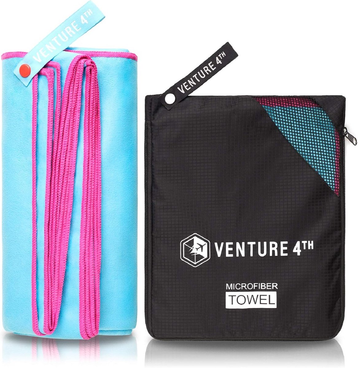 Sneldrogende Microvezelhanddoek - Reishanddoek Kampeerhanddoek - Sport en Reizen - Geurbestendig Lichtgewicht - Extra Groot - Blauw Roze