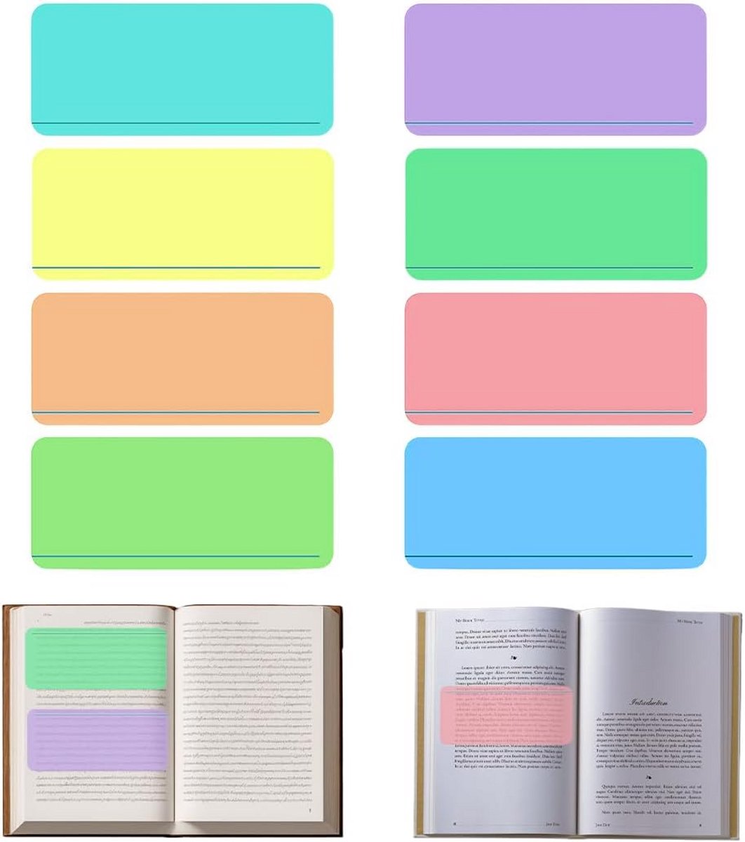 Leesstrips Kinderen - Leesliniaal Dyslexie - Geconcentreerd Lezen - Meerkleurige Visuele Blokker - 8 Stuks - Macaron Kleuren