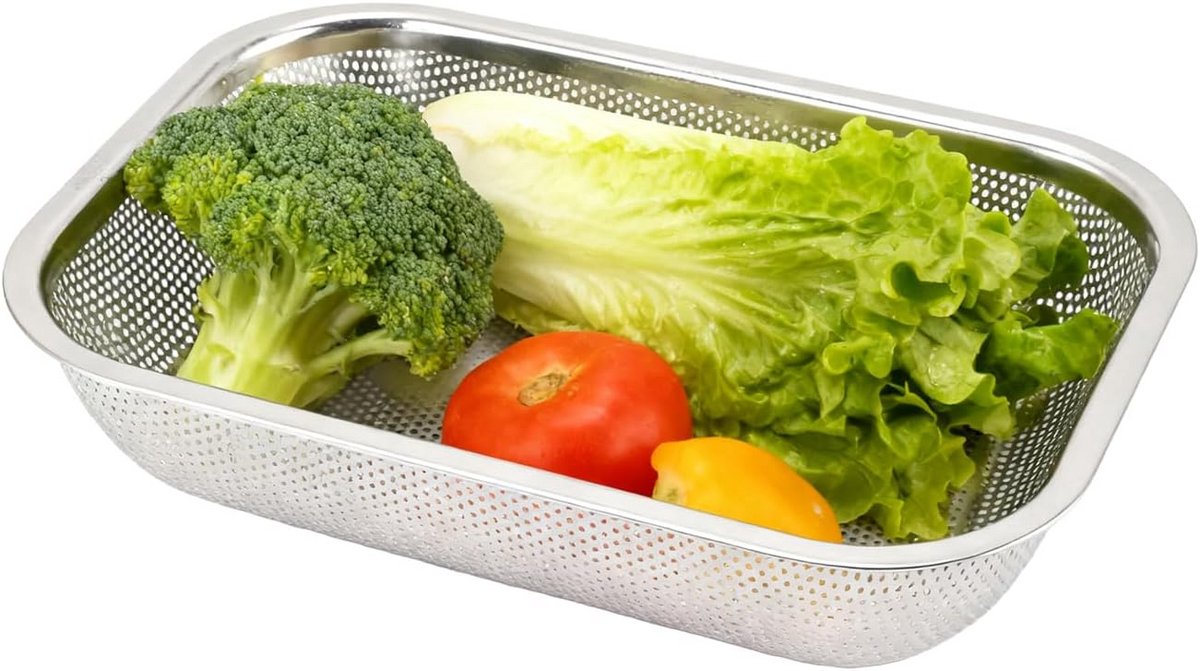 Vergiet Zeef - Keuken Zeef - Ingrediënten Spoelen - Fijn Mesh Gaas - 295x21x55cm - Zilver