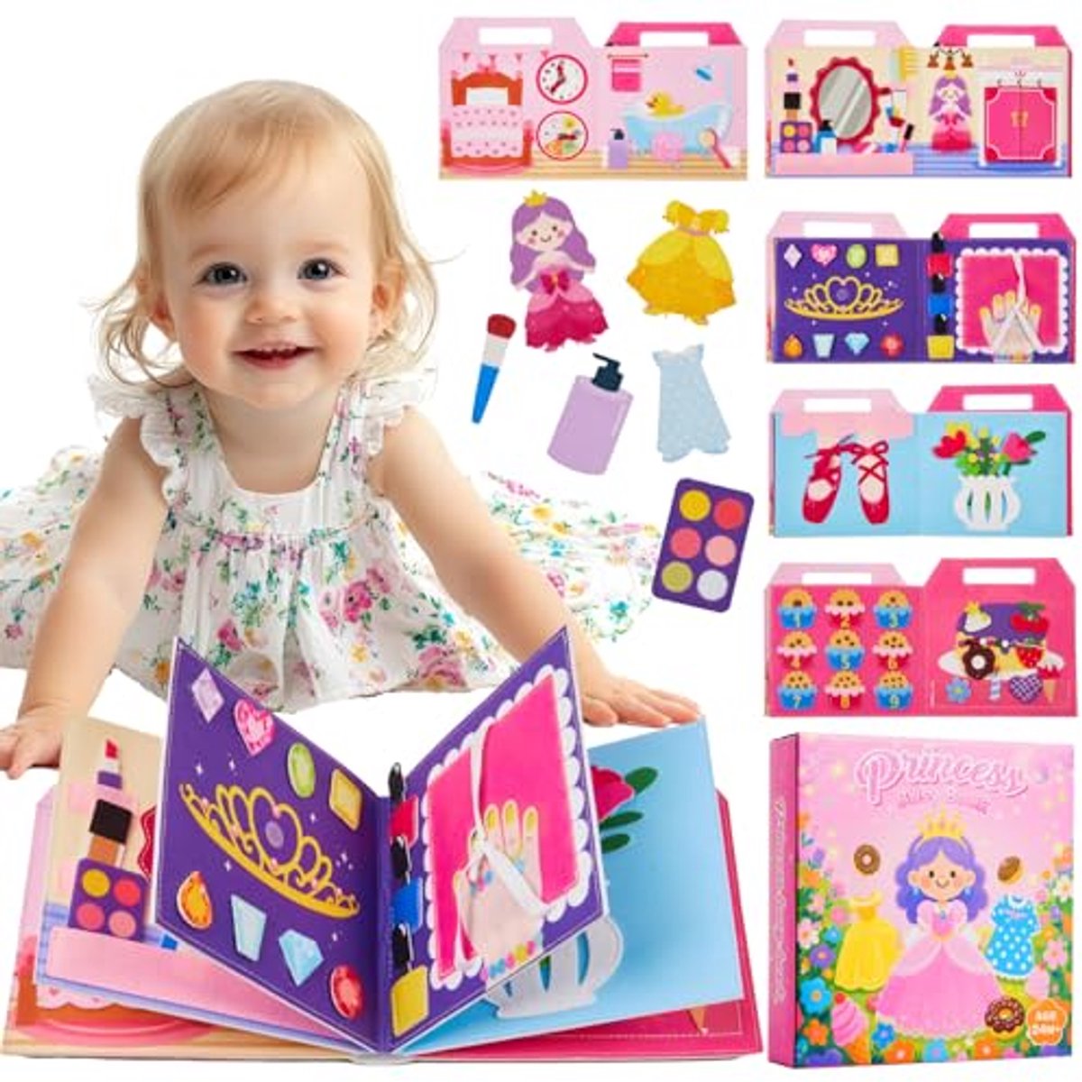 Drukte Boek - Kinderspeelgoed - Ontwikkeling stimuleren - Montessori speelgoed - 22 x 18 cm - Multicolor