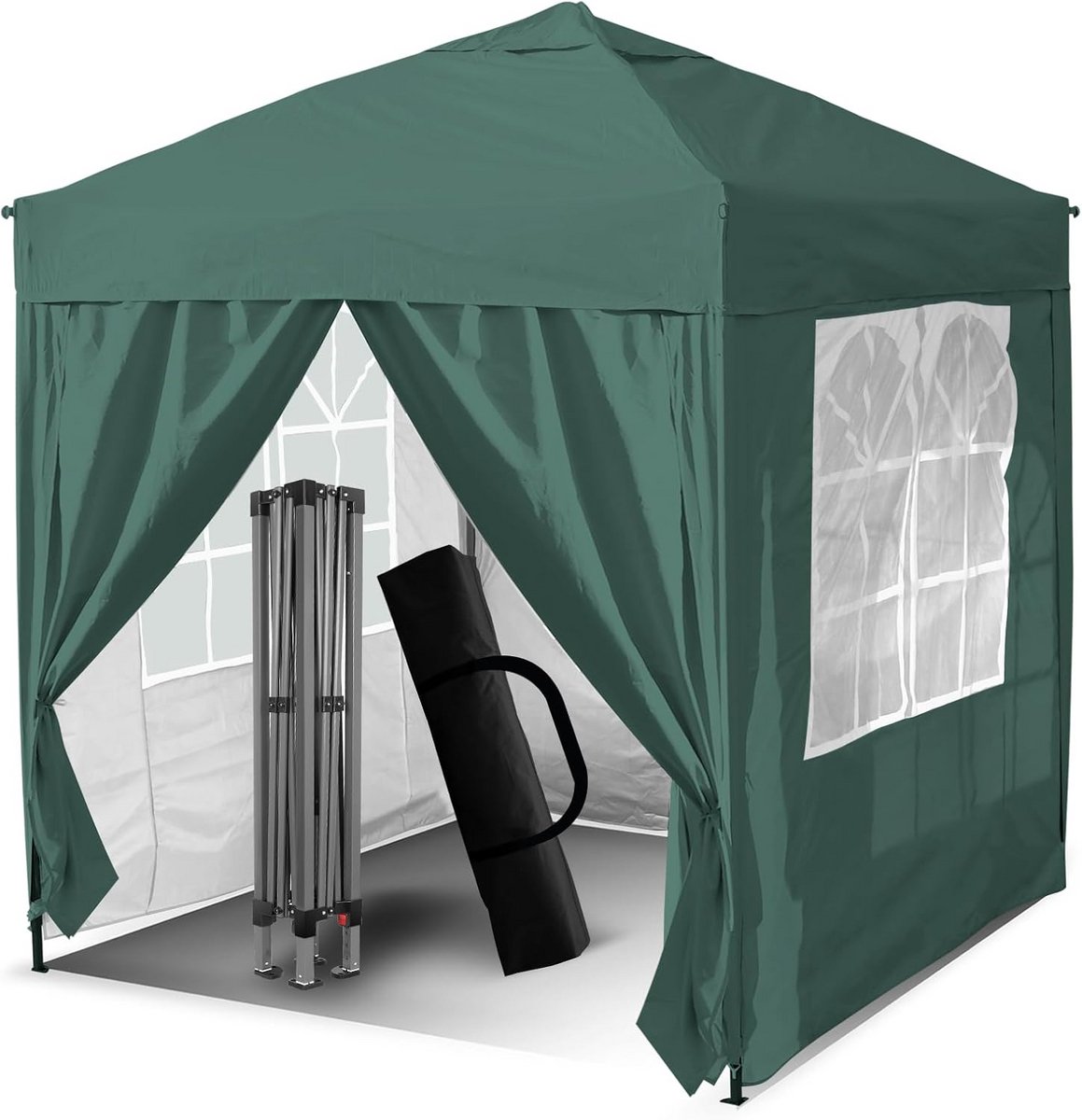 Pop-up paviljoen - Tuinhuisje feest - Buitenfeesten organiseren - Afneembare zijwanden - 3 x 3 meter - Groen