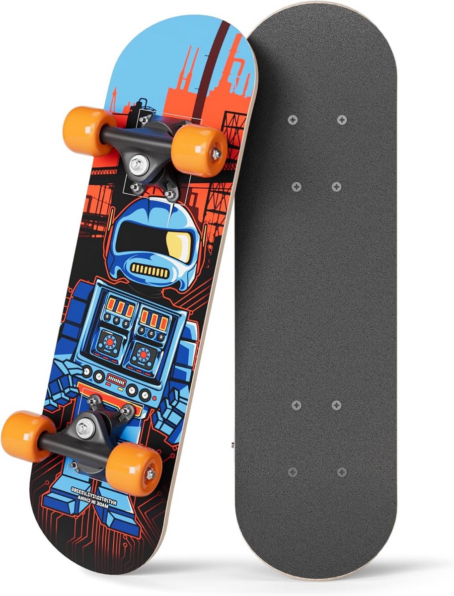 Houten Cruiser Skateboard Mini Board Beginners Leren Robot Design 17 Inch