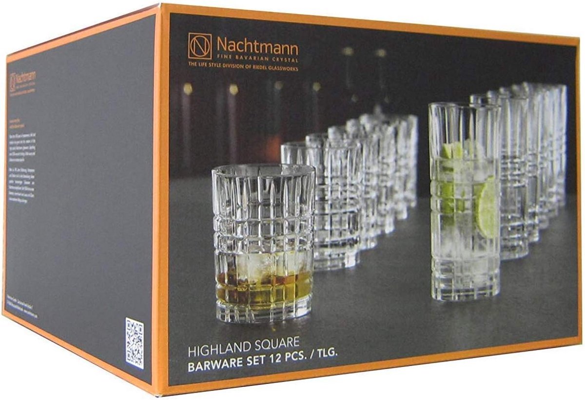 12-delige Glaswerk Set: 6 Tumblers & 6 Longdrinkglazen Karafset Kristal