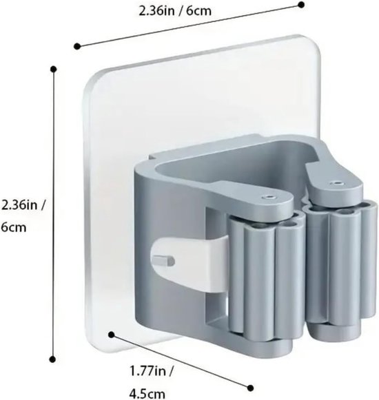 4 stuks - Bezemhouder Zelfklevend - Muur Bezemhouder - Dweilhoude - 5,6x5,6x4,5 cm - Voor Bezem, Dweil en Tuingereedschap in Huis en Tuin - Veelkleurig — afbeelding 2