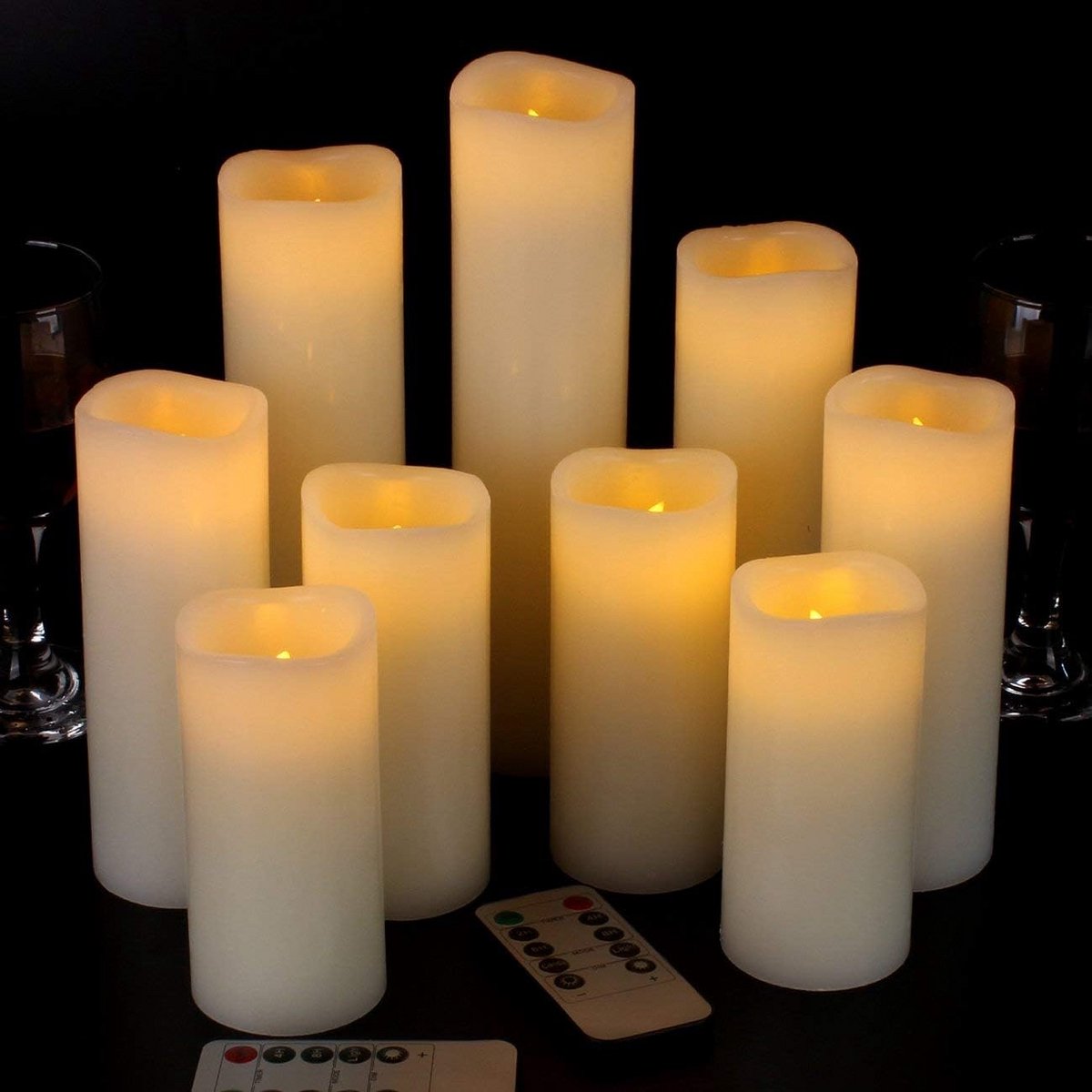 Vlamloze Kaarsen - LED Kaarsen - Sfeer Creëren - Echte Wax - Set van 9 - Ivoor