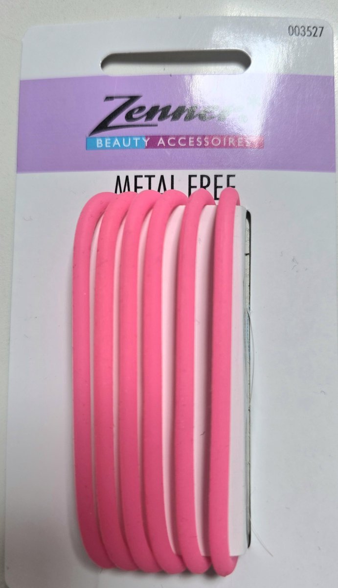 Zenner – 6 siliconen haarelastieken – fel roze – stay in hair – voor sporten, zwemmen