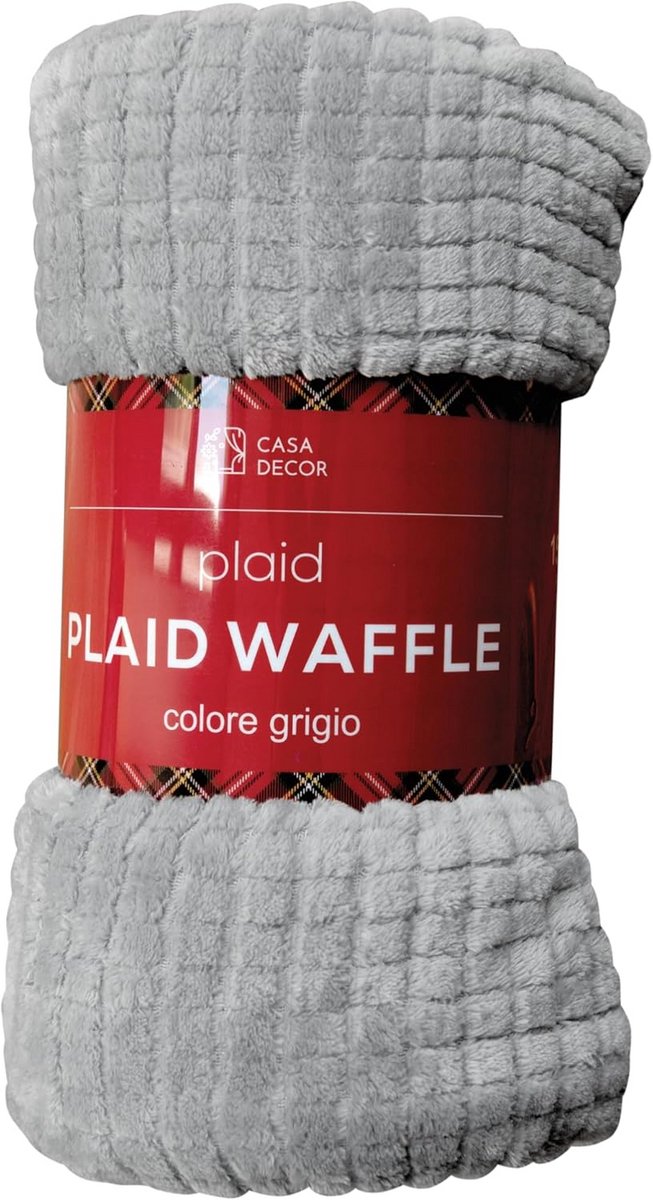 Wafel Plaid - Zachte deken - Gezelligheid thuis - Fleece look - 150 x 200 cm - Grijs
